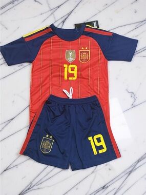 Kids Spain Lamine Yamal #19 Soccer Jersey + Shorts Set — Youth España Kit